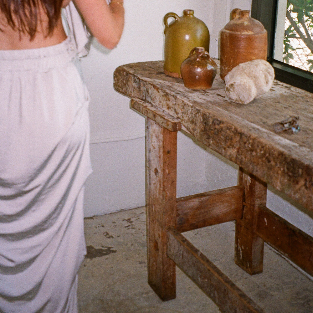 PLEATED DRAWSTRING MAXI