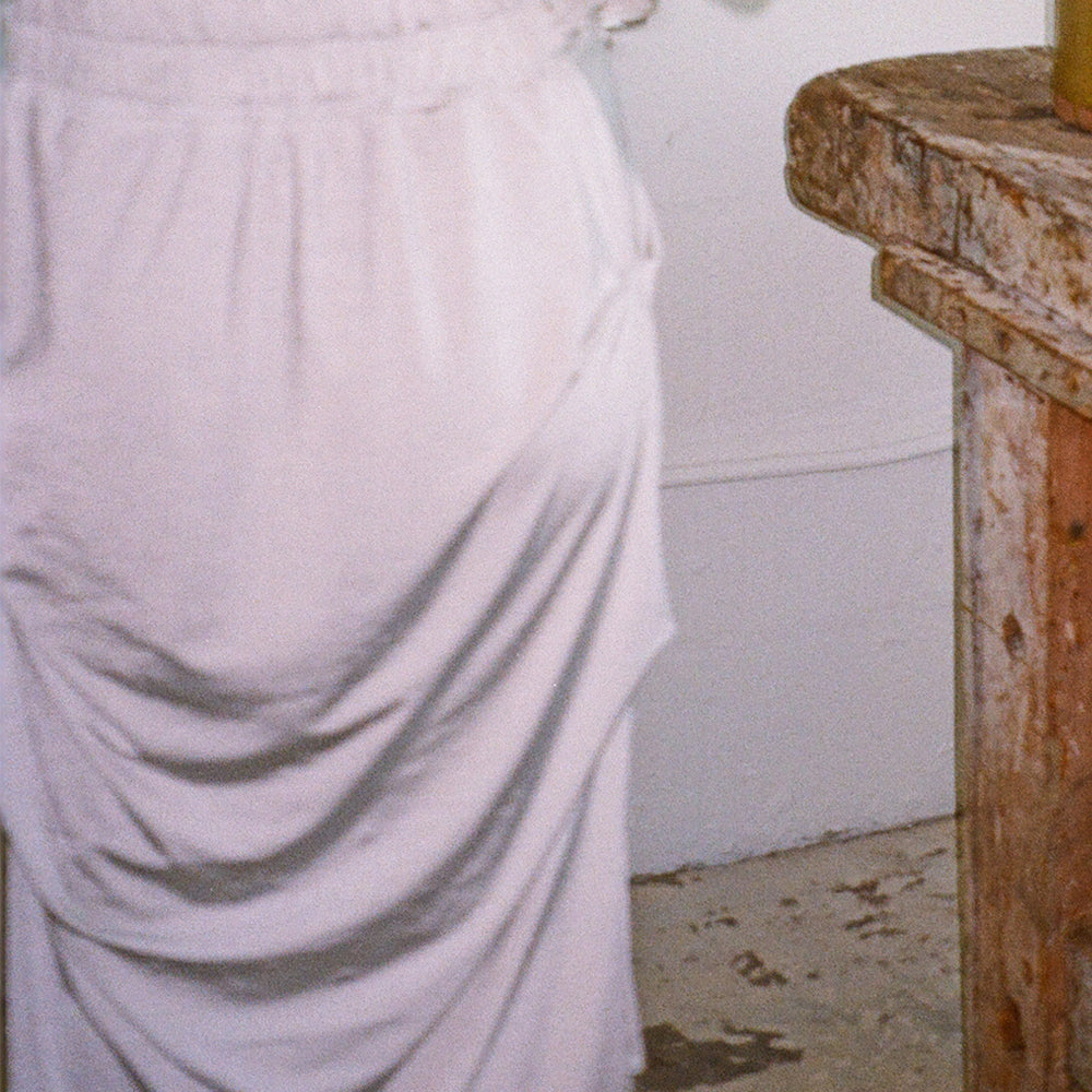 PLEATED DRAWSTRING MAXI